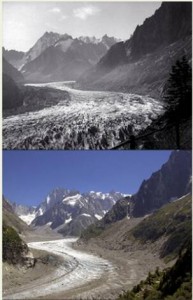 Fonte de glacier dans les Alpes